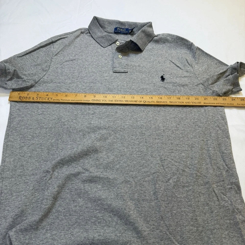 Polo Ralph Lauren Shirt Mens XL Gray‎ Short Sleeve Side Slit High Low Hem Preppy